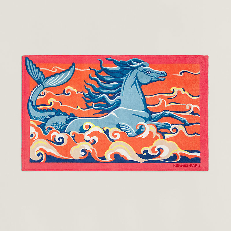 エルメス バスタオル Tapis de plage Cheval Marin Hermès “Cheval Marin“ Beach Towel For Sale at 1stDibs